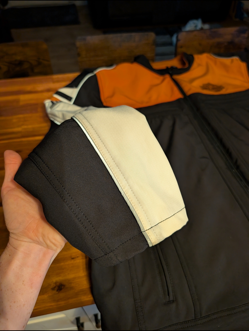 Harley-Davidson Black and Orange Motorcycle Jacket - Picture 6 of 9